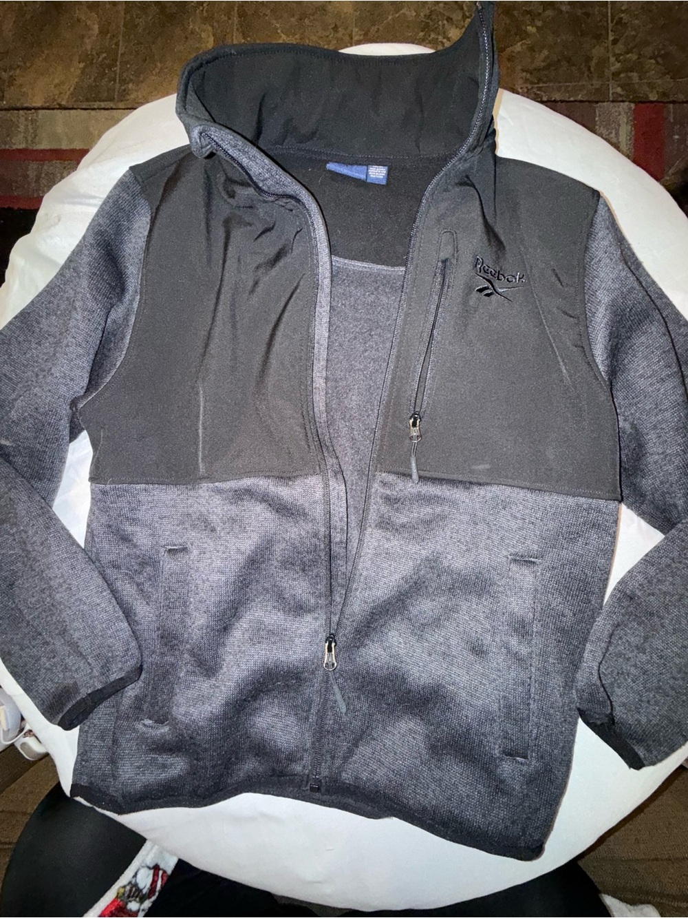 Reebok Youth 14/16 Charcoal Gray Full-Zip Hooded Sweater